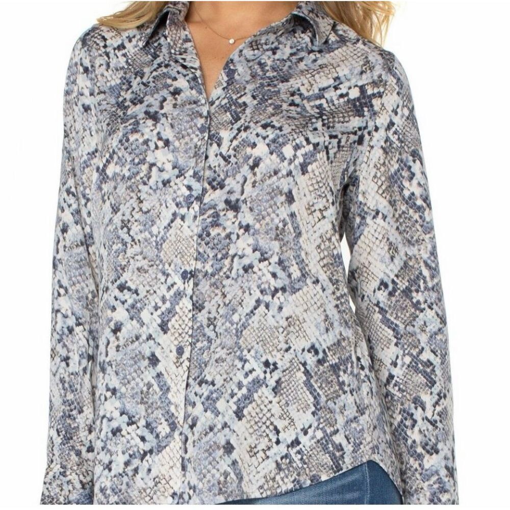 LIVERPOOL Abstract Snake  PRINT Button Down Long Sleeves SZ M #2611
